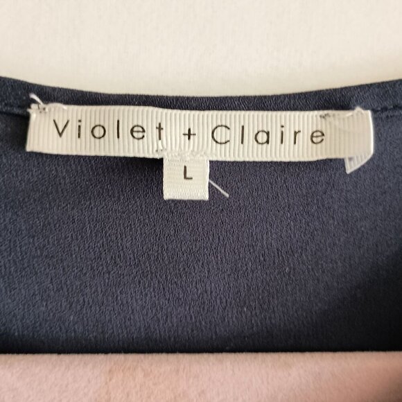 violet + Claire Navy Blue Crochet Detail Tunic Blouse L Women’s Top - Picture 4 of 6